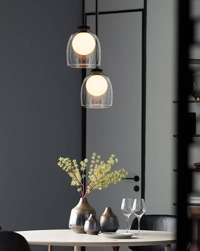 Nowoczesny Żyrandol do Salonu i Sypialni z Szklaną Kulą – Lampa Wisząca w Stylu Minimalistycznym, Regulowana Długość, Metal-Szkło 5