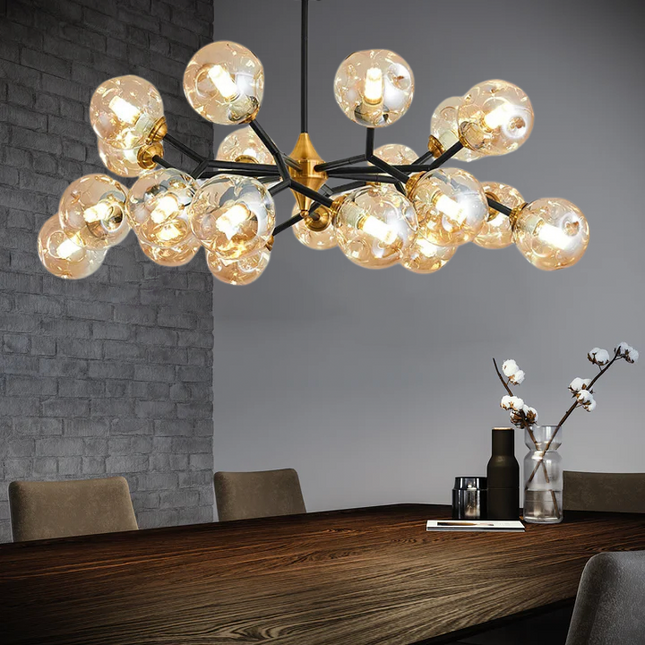 Nowoczesny Żyrandol z Dmuchanego Szkła do Salonu i Sypialni - Elegancki Design i Funkcjonalność 1