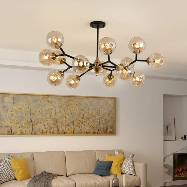 Nowoczesny Żyrandol z Dmuchanego Szkła do Salonu i Sypialni - Elegancki Design i Funkcjonalność 2