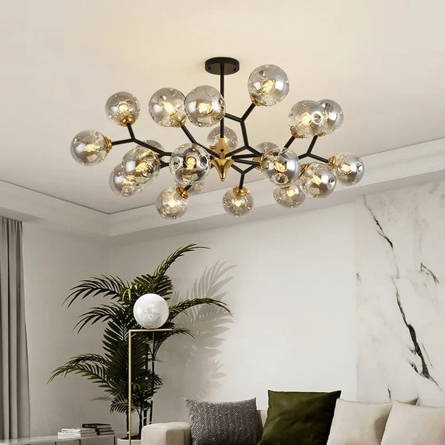 Nowoczesny Żyrandol z Dmuchanego Szkła do Salonu i Sypialni - Elegancki Design i Funkcjonalność 3