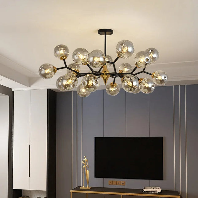 Nowoczesny Żyrandol z Dmuchanego Szkła do Salonu i Sypialni - Elegancki Design i Funkcjonalność 4