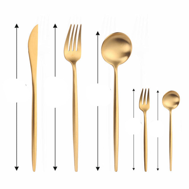 Nowoczesny, minimalistyczny zestaw sztućców ze stali nierdzewnej 18/10 z powłoką tytanową – eleganckie nakrycie stołu 0