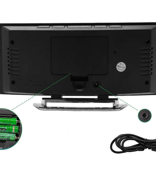 Nowoczesny zakrzywiony budzik LED – łatwy do odczytania wyświetlacz pod różnymi kątami – funkcja trybu nocnego 2