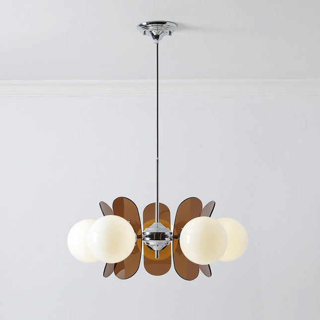 Nowoczesny żyrandol z regulowanym kablem – żelazny design Bauhaus z matowymi szklanymi kulami 0