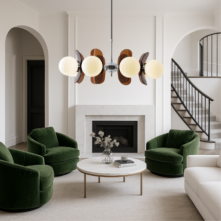 Nowoczesny żyrandol z regulowanym kablem – żelazny design Bauhaus z matowymi szklanymi kulami 2