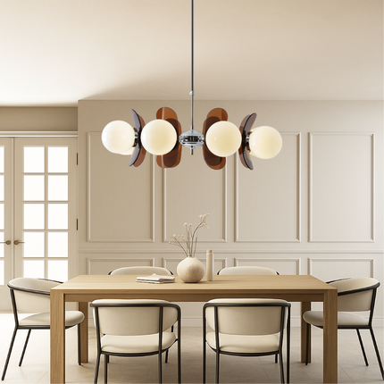 Nowoczesny żyrandol z regulowanym kablem – żelazny design Bauhaus z matowymi szklanymi kulami 4