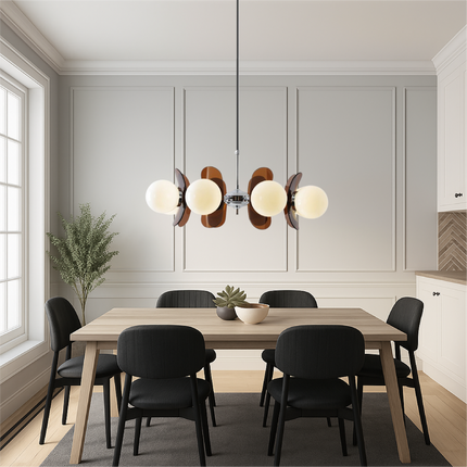 Nowoczesny żyrandol z regulowanym kablem – żelazny design Bauhaus z matowymi szklanymi kulami 5