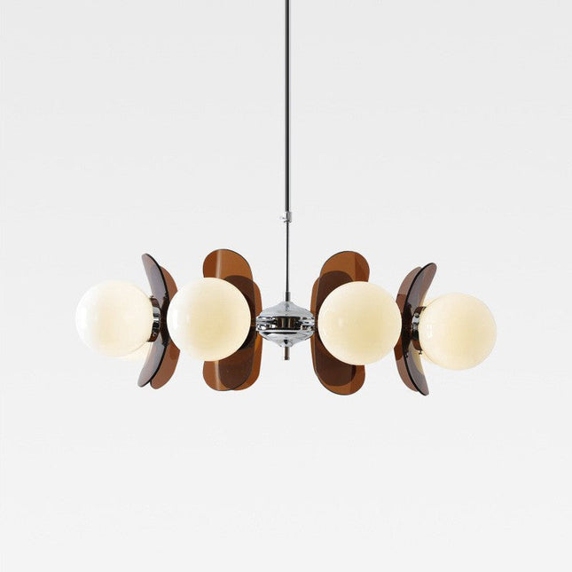 Nowoczesny żyrandol z regulowanym kablem – żelazny design Bauhaus z matowymi szklanymi kulami 6