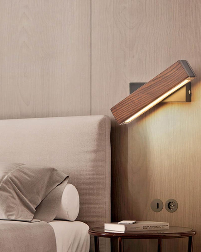 Obrotowy Kinkiet LED z Drewna – Nowoczesny Kinkiet Ścienny do Sypialni i Salonu 1