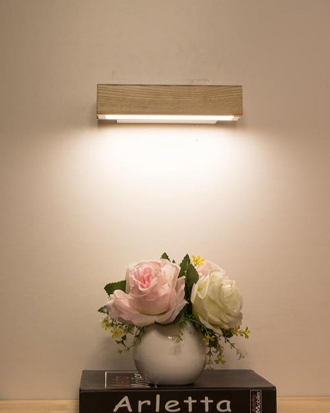 Obrotowy Kinkiet LED z Drewna – Nowoczesny Kinkiet Ścienny do Sypialni i Salonu 5