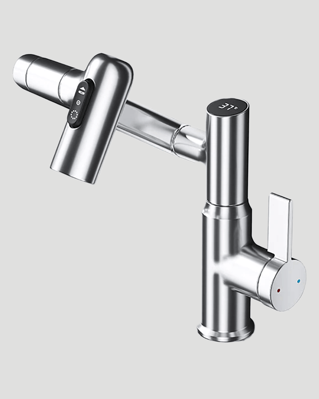 Obrotowy kran AquaJet – obrót o 360° ze wskaźnikiem temperatury – regulowana wysokość i wyświetlacz temperatury 3