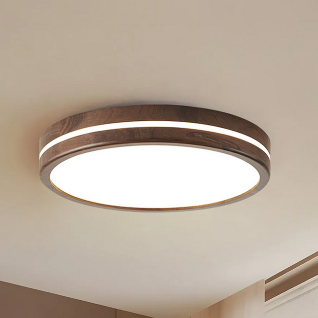 Okrągła Drewniana Lampa Sufitowa LED – Minimalistyczny Design i Naturalne Materiały 1