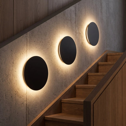 Okrągła lampa ścienna LED na baterie z funkcją dotykowego ściemniania, minimalistyczny design 6