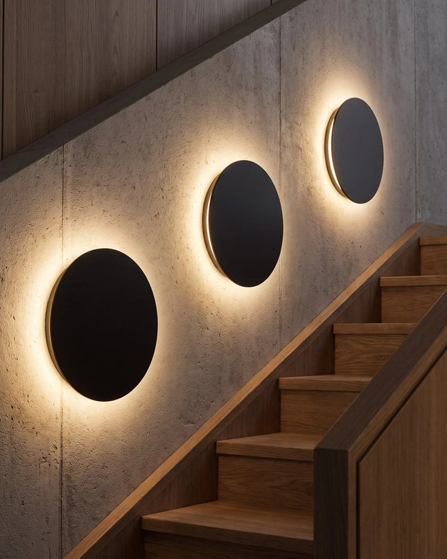 Okrągła lampa ścienna LED na baterie z funkcją dotykowego ściemniania, minimalistyczny design 6
