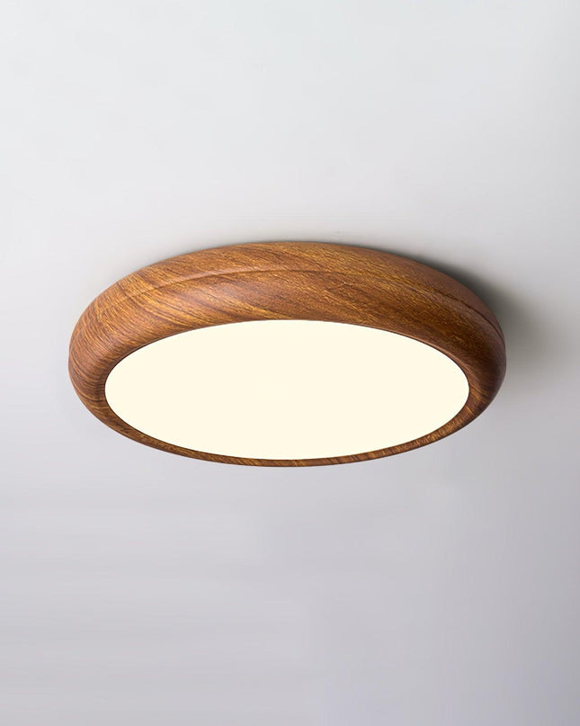 Okrągła Lampa Sufitowa LED z Drewnianymi Słojami – Nordyckie Wykończenie do Salonu i Sypialni, Różne Rozmiary 0