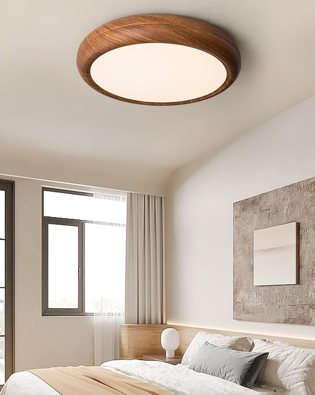 Okrągła Lampa Sufitowa LED z Drewnianymi Słojami – Nordyckie Wykończenie do Salonu i Sypialni, Różne Rozmiary 1