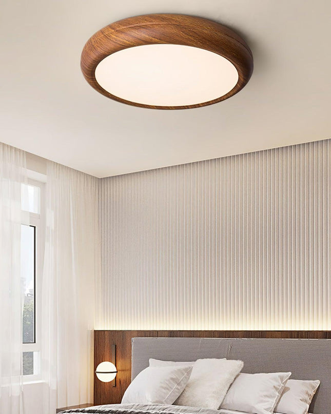 Okrągła Lampa Sufitowa LED z Drewnianymi Słojami – Nordyckie Wykończenie do Salonu i Sypialni, Różne Rozmiary 2