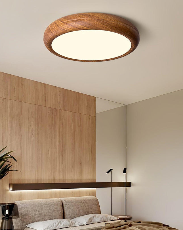 Okrągła Lampa Sufitowa LED z Drewnianymi Słojami – Nordyckie Wykończenie do Salonu i Sypialni, Różne Rozmiary 4