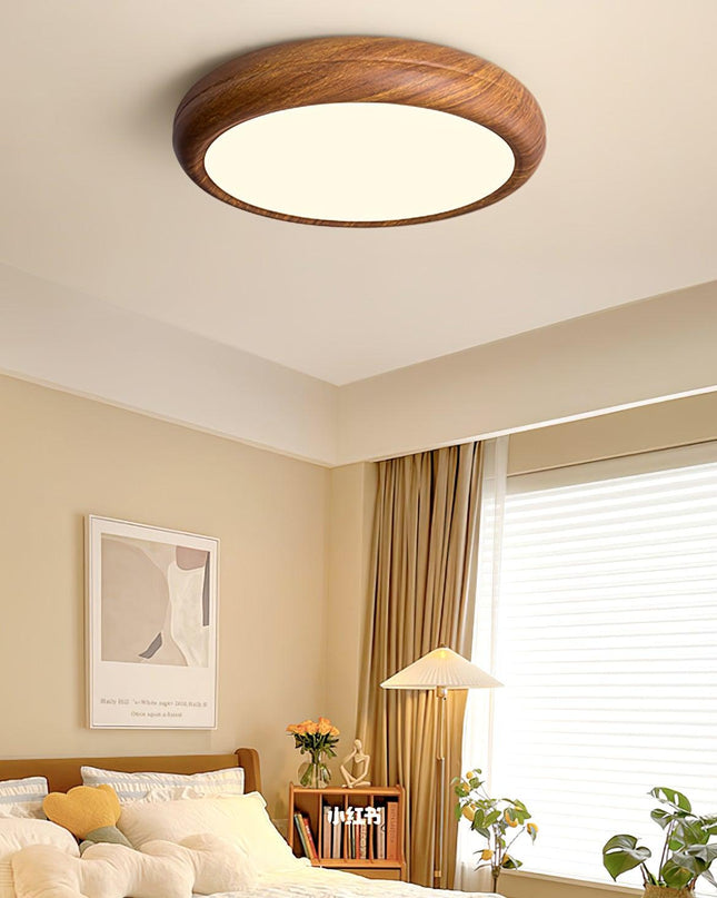 Okrągła Lampa Sufitowa LED z Drewnianymi Słojami – Nordyckie Wykończenie do Salonu i Sypialni, Różne Rozmiary 5