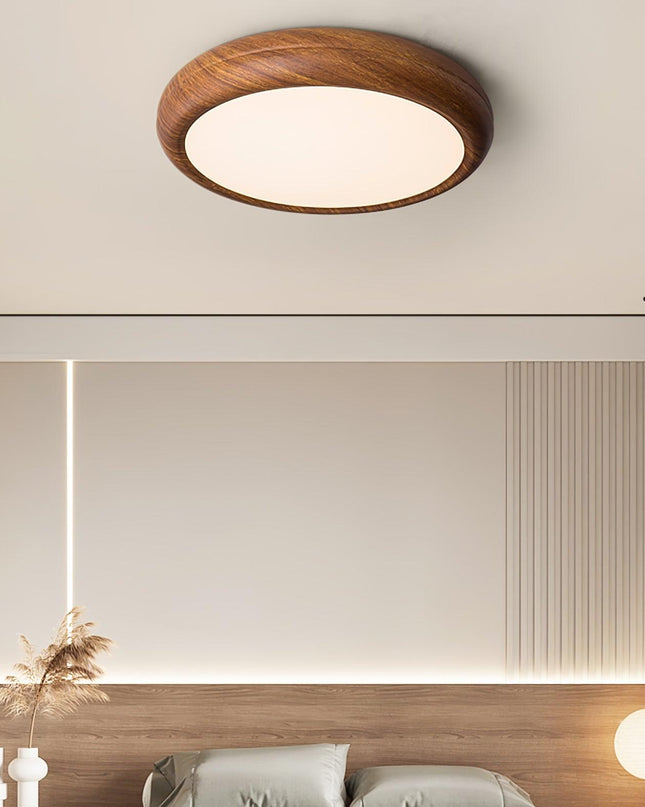 Okrągła Lampa Sufitowa LED z Drewnianymi Słojami – Nordyckie Wykończenie do Salonu i Sypialni, Różne Rozmiary 6