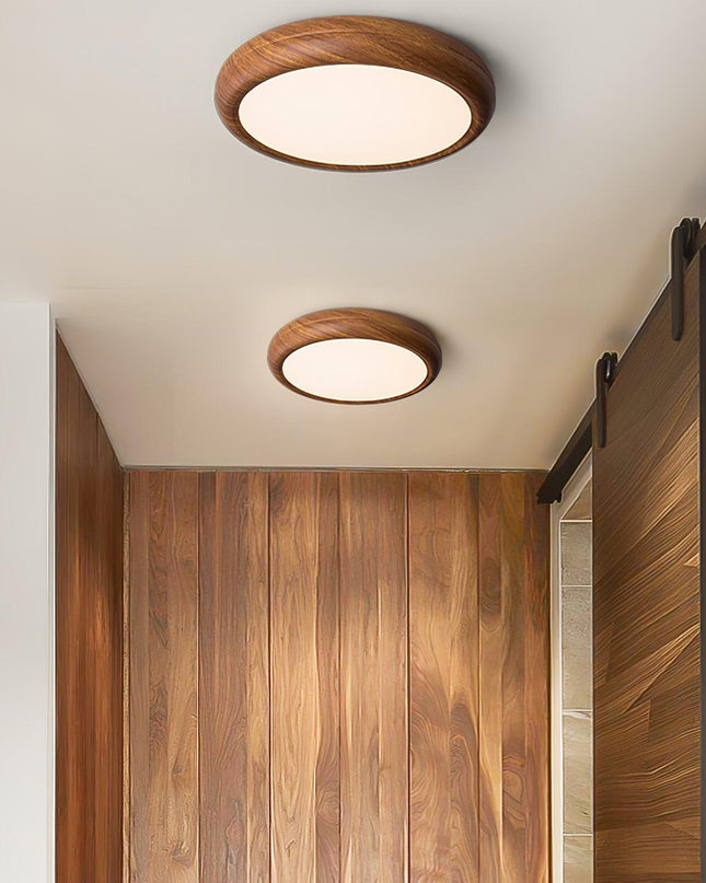 Okrągła Lampa Sufitowa LED z Drewnianymi Słojami – Nordyckie Wykończenie do Salonu i Sypialni, Różne Rozmiary 7