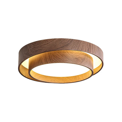 Okrągła lampa sufitowa LED z efektem orzecha, wykonana z metalu i akrylu, dimm 9