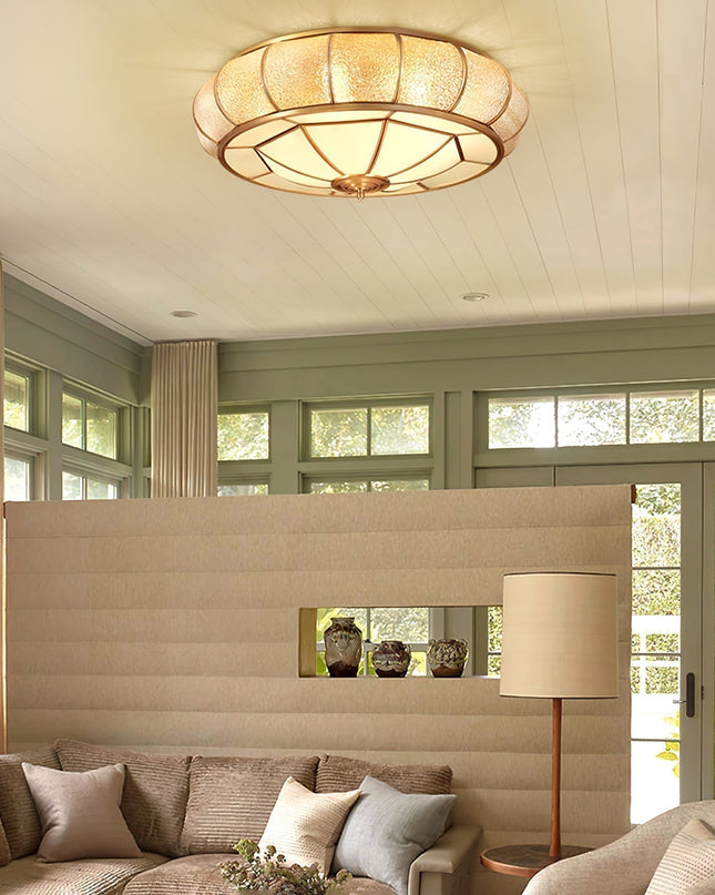 Okrągła Lampa Sufitowa z Teksturowanego Szkła do Sypialni i Salonu – Elegancka Lampy LEDowe Sufitowe, Średnica 35-60 cm 4