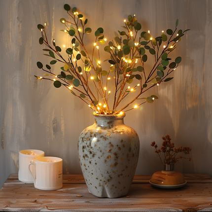 Oświetlenie Dekoracyjne - Magiczne Światła Gałęzi Oliwnej z Regulowanym Świetłem, 70 cm, Ciepły Biały, 120 LED 0