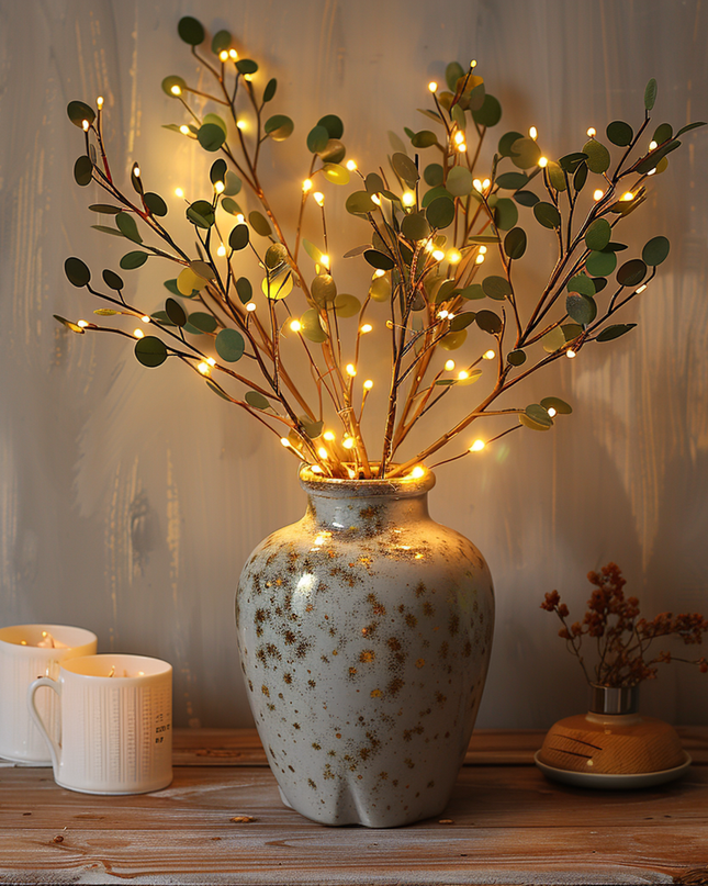 Oświetlenie Dekoracyjne - Magiczne Światła Gałęzi Oliwnej z Regulowanym Świetłem, 70 cm, Ciepły Biały, 120 LED 0