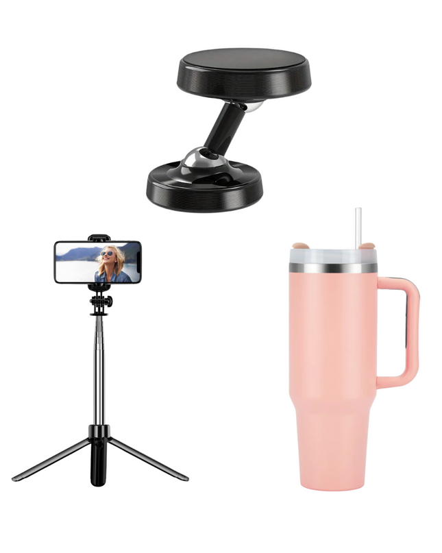 Pakiet 3-Częściowy dla Twórców Treści Fitness – Statyw do Selfie, Magnetyczny Uchwyt na Telefon, Kubek 1182 ml 0