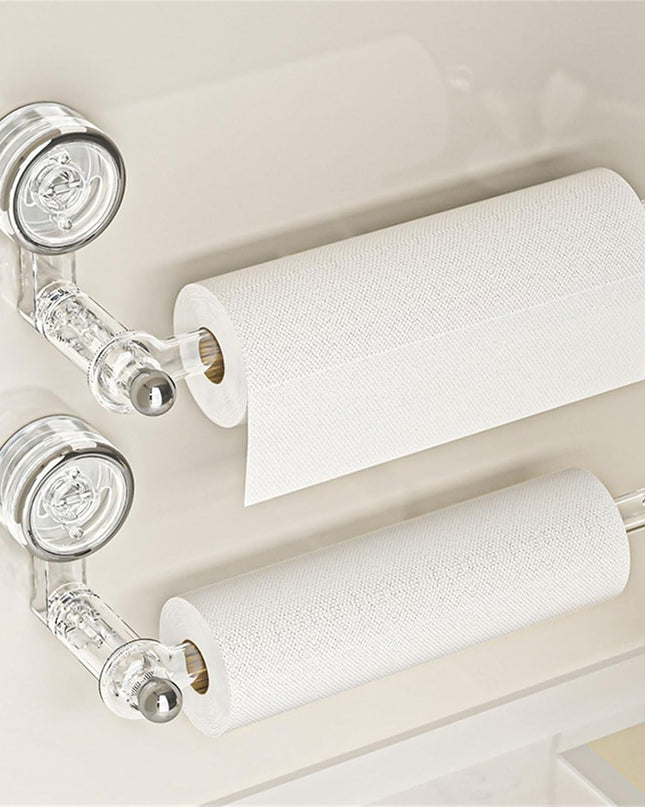Paper Towel Holder Wall Mount with Rotatable Suction Cup – Transparent Plastic Kitchen Towel Hanger 0