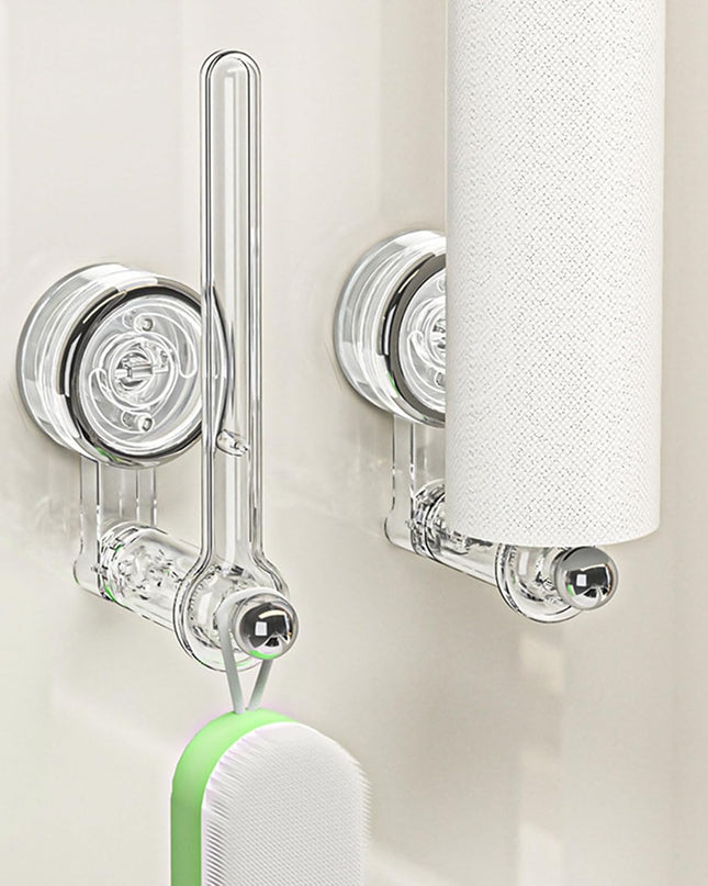 Paper Towel Holder Wall Mount with Rotatable Suction Cup – Transparent Plastic Kitchen Towel Hanger 2