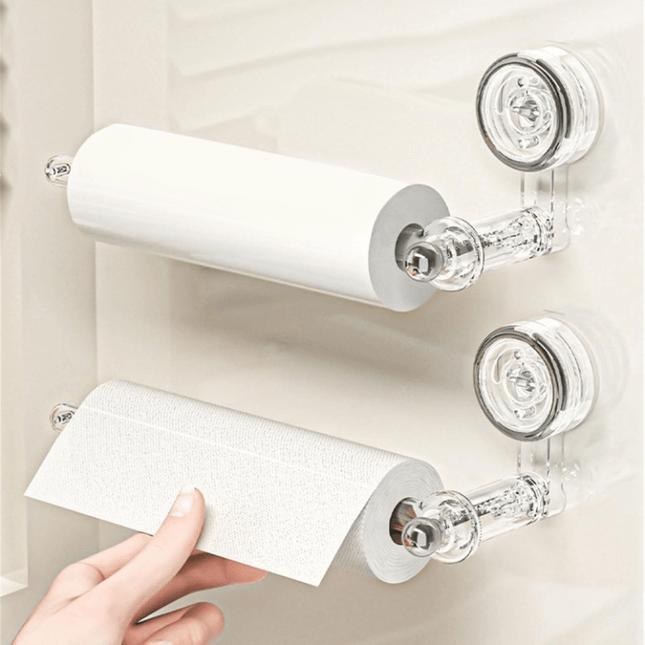 Paper Towel Holder Wall Mount with Rotatable Suction Cup – Transparent Plastic Kitchen Towel Hanger 3