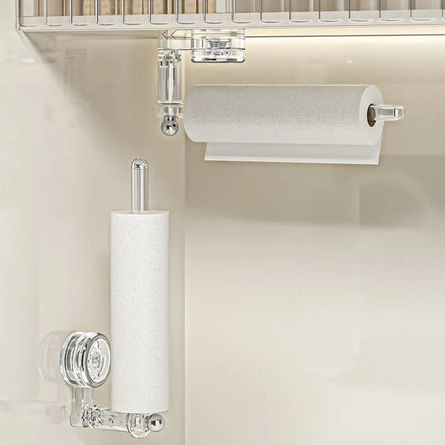 Paper Towel Holder Wall Mount with Rotatable Suction Cup – Transparent Plastic Kitchen Towel Hanger 4