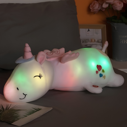 Pluszowa lampka nocna dla dzieci z kojącym światłem LED – miękka lampka nocna z jednorożcem 3