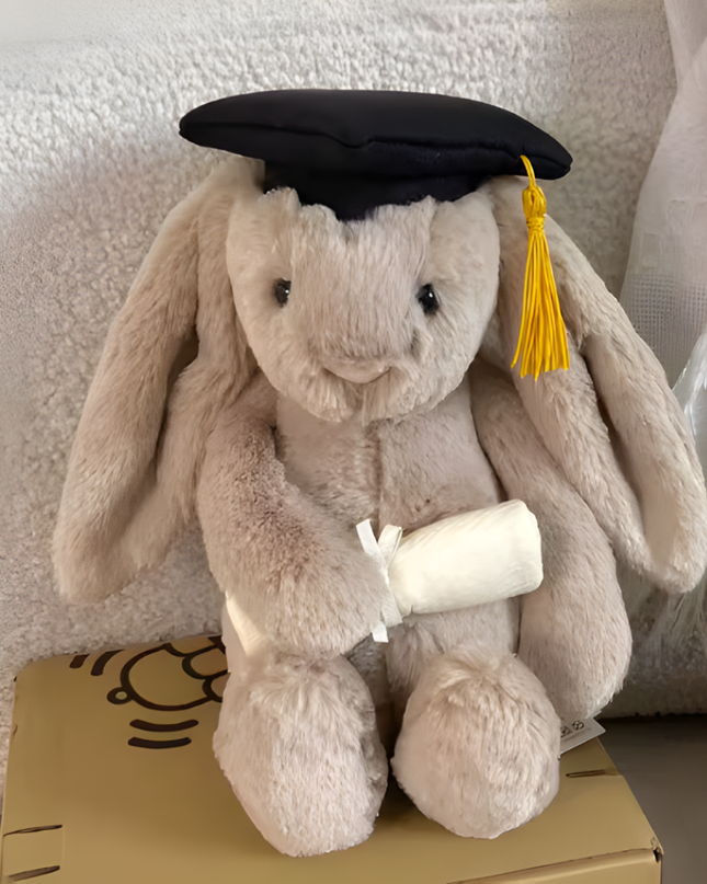 Pluszowa zabawka „Króliczek Kotek” z okazji ukończenia szkoły – miękka, pluszowa pamiątka – bezpieczna dla dzieci w wieku 6+ – 25 cm 15