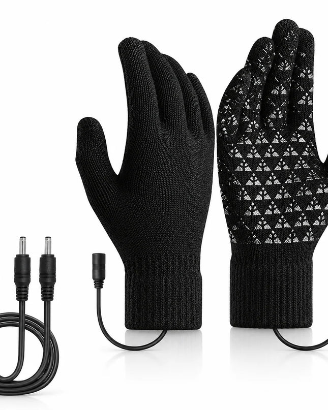 Podgrzewane rękawiczki USB z teksturowanym wzorem dłoni, dostępne w kolorze czarnym lub sz 0