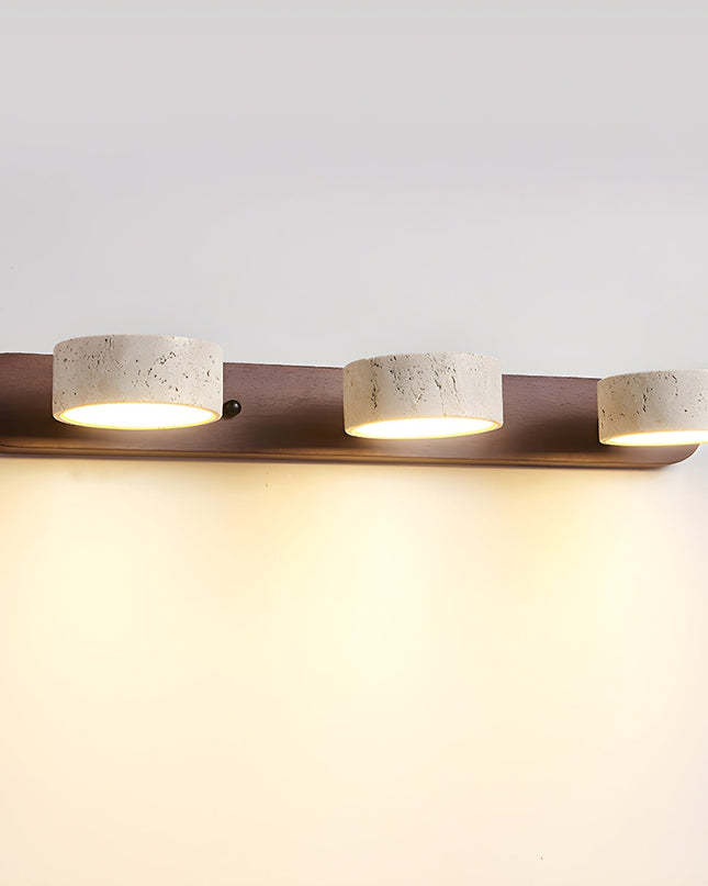 Podwójny Kinkiet Ścienny z Trawertynem i Drewna – Nowoczesne Oświetlenie do Sypialni i Salonu 11
