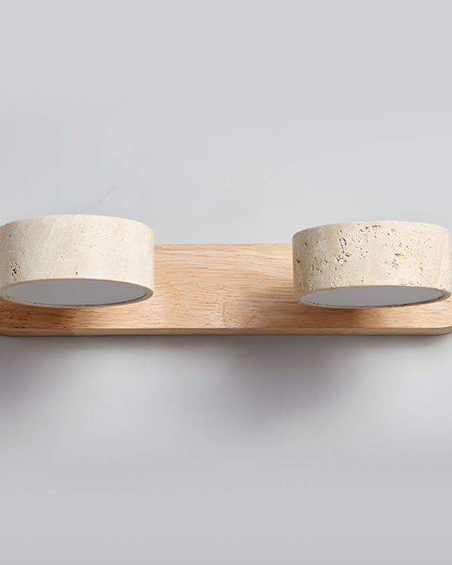 Podwójny Kinkiet Ścienny z Trawertynem i Drewna – Nowoczesne Oświetlenie do Sypialni i Salonu 5