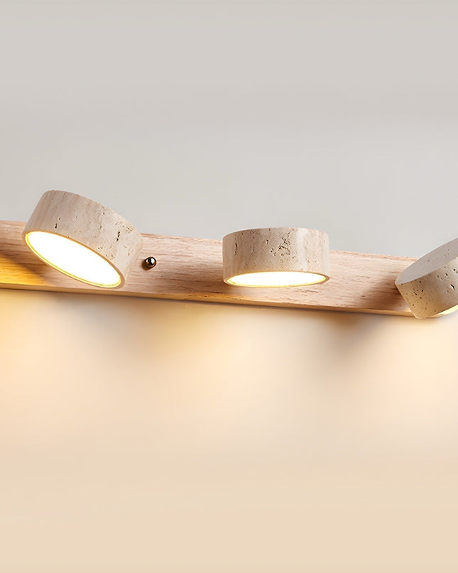 Podwójny Kinkiet Ścienny z Trawertynem i Drewna – Nowoczesne Oświetlenie do Sypialni i Salonu 6