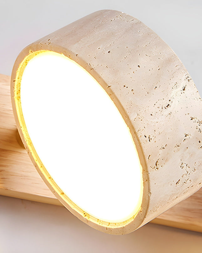 Podwójny Kinkiet Ścienny z Trawertynem i Drewna – Nowoczesne Oświetlenie do Sypialni i Salonu 7