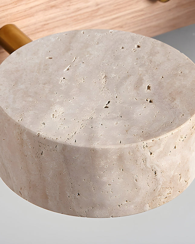 Podwójny Kinkiet Ścienny z Trawertynem i Drewna – Nowoczesne Oświetlenie do Sypialni i Salonu 8