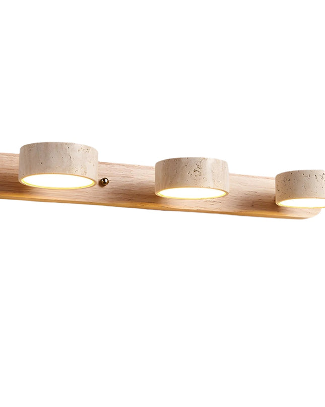Podwójny Kinkiet Ścienny z Trawertynem i Drewna – Nowoczesne Oświetlenie do Sypialni i Salonu 9