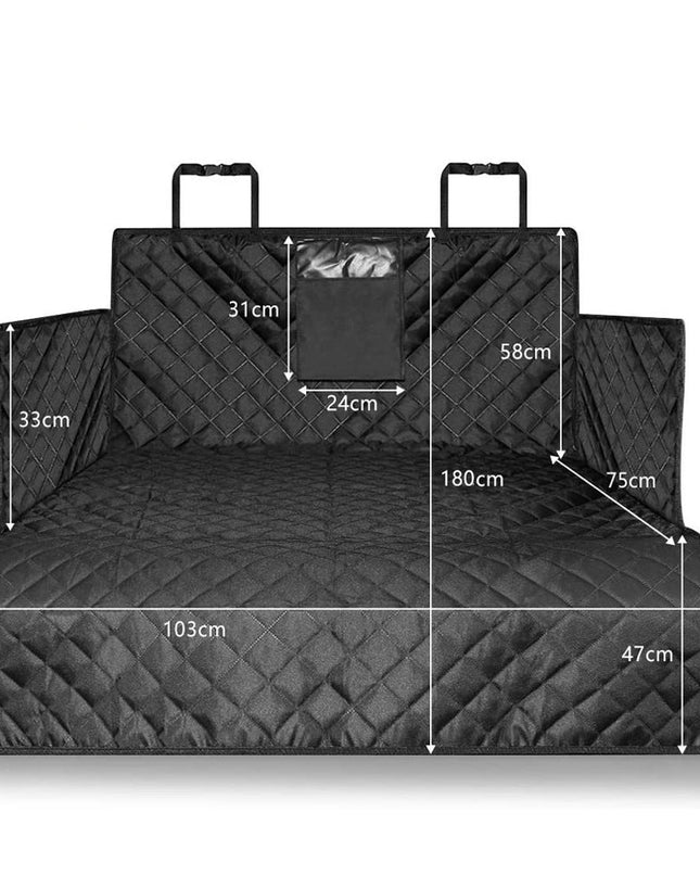 Pokrowiec na bagażnik SUV dla psów + wodoodporna, antypoślizgowa powierzchnia + uniwersalny rozmiar + czarny, 185 cm x 105 cm 1
