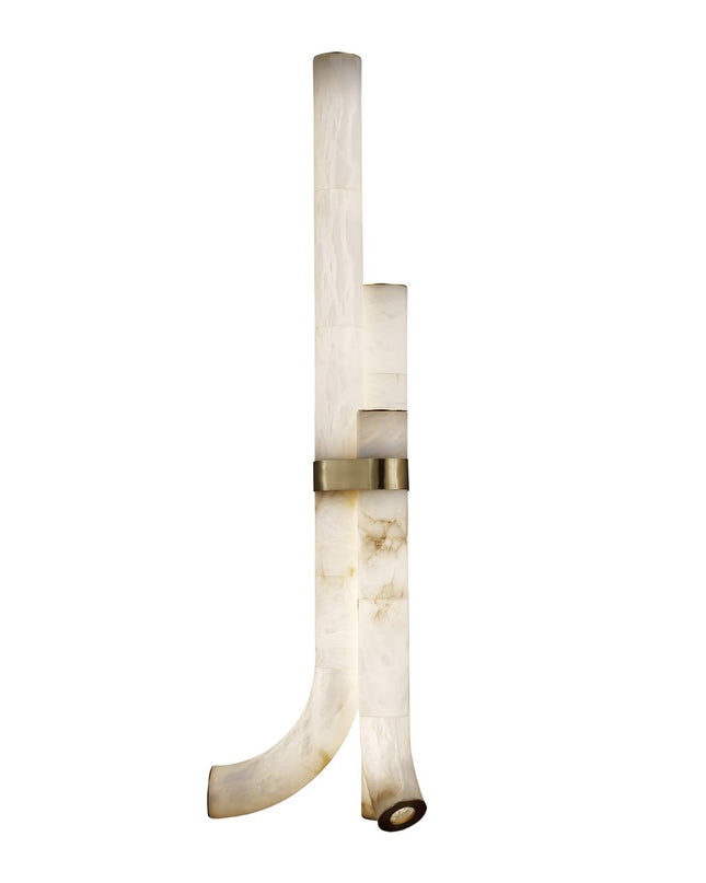 Potrójna Lampa Podłogowa z Alabastru, Nowoczesny Design, Zintegrowane LED, Wysokość 150 cm, Geometryczna Estetyka 0