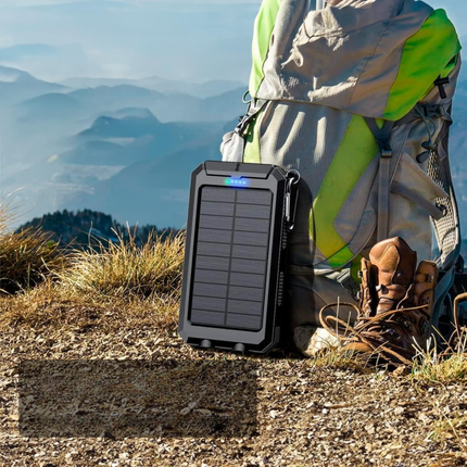 Powerbank solarny 20000 mAh z dwoma portami USB i wodoodporną konstrukcją – przenośna ładowarka do telefonów i tabletów 4