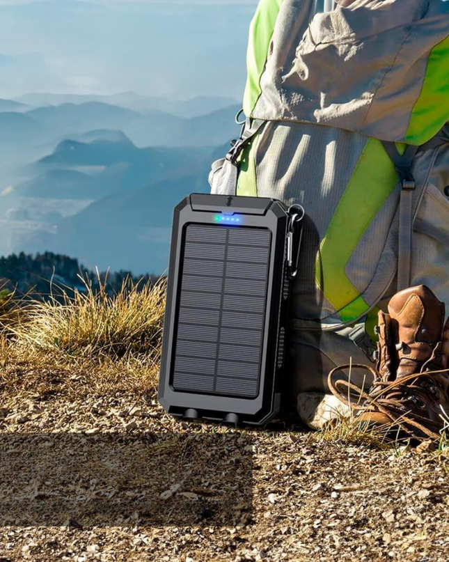 Powerbank solarny 20000 mAh z dwoma portami USB i wodoodporną konstrukcją – przenośna ładowarka do telefonów i tabletów 4
