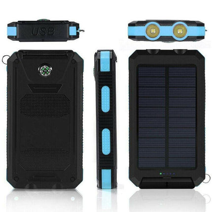 Powerbank solarny 20000 mAh z dwoma portami USB i wodoodporną konstrukcją – przenośna ładowarka do telefonów i tabletów 5