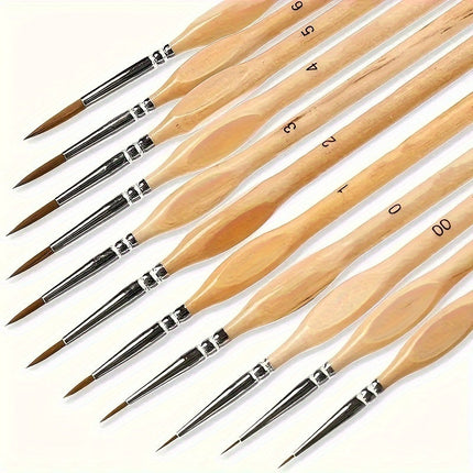 Precyzyjny pędzel do precyzyjnych prac artystycznych z ergonomicznym drewnianym uchwytem – 19,5 cm syntetyczne włosie, idealne do farb akrylowych, olejnych i akwarelowych 7