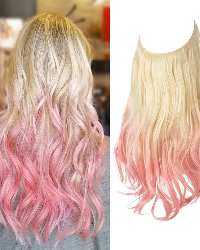 Przedłużanie włosów bezszwowe dla uzyskania objętości i naturalnego wyglądu – doczepiane włókna syntetyczne, długość 50 cm 6